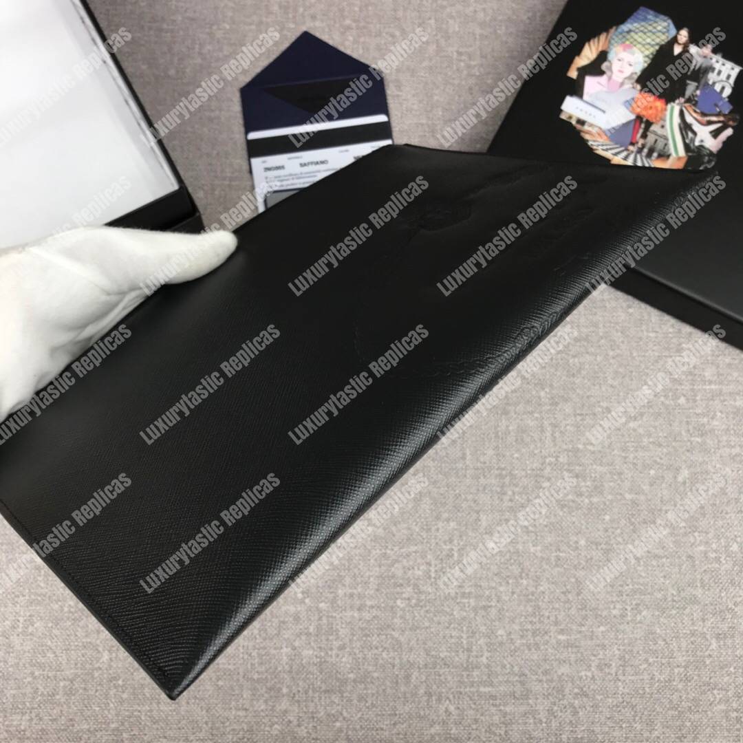 Pra*a saffiano leather document holder black