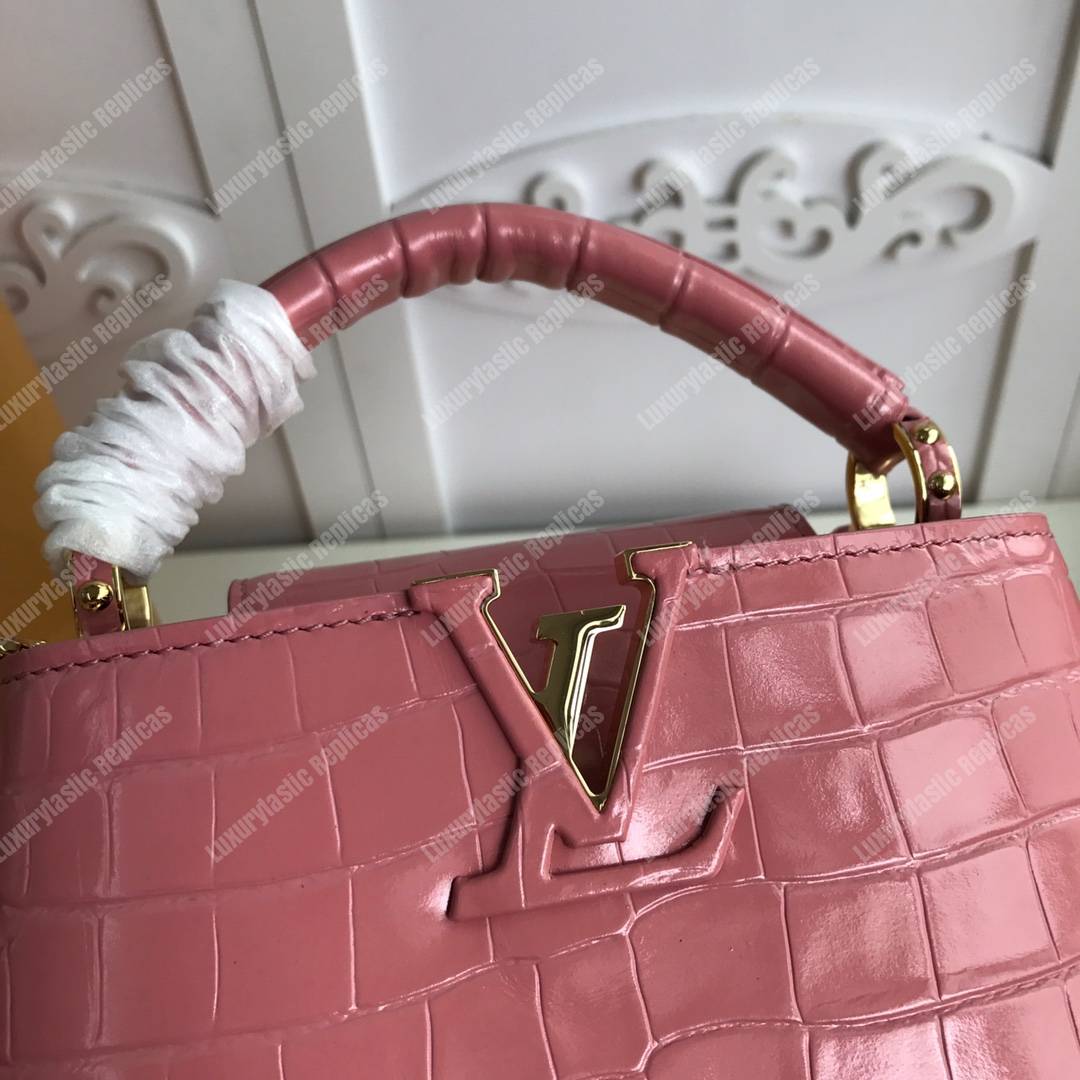 LV Capucines Mini Crocodilien Mat Rose Tourmaline