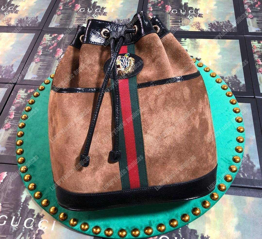 G*u*i rajah medium bucket bag brown