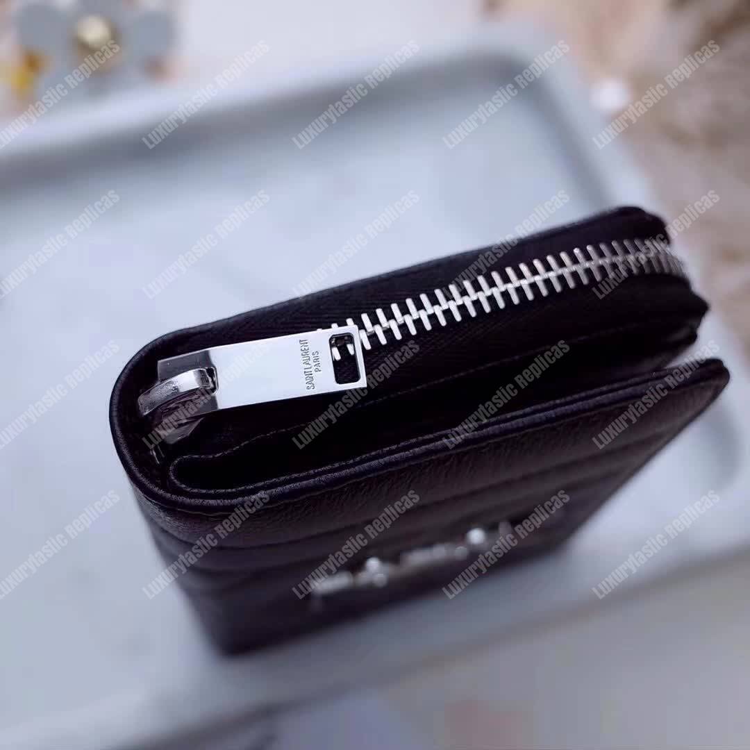 Saint Laurent Compact Zip Around Wallet Black