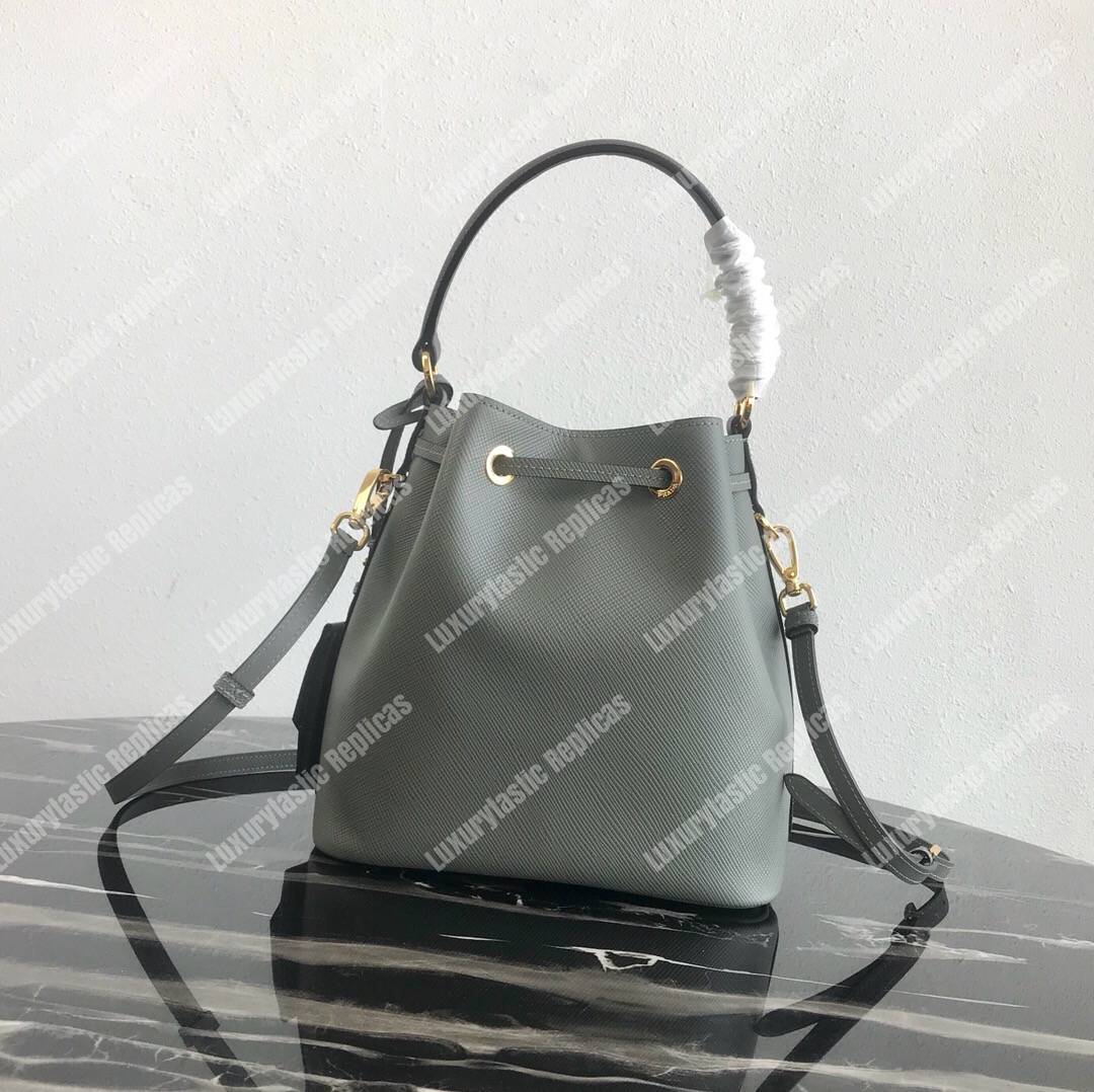 Pra*a saffiano leather bucket bag grey
