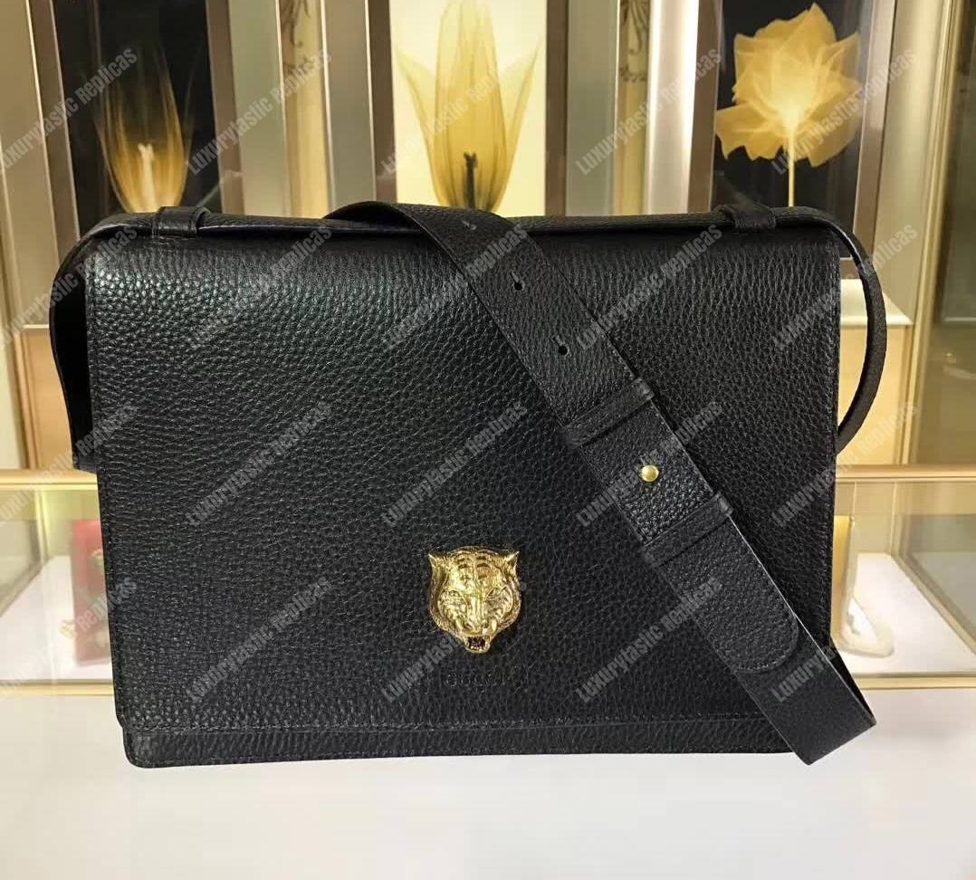 G*u*i animalier leather messenger bag