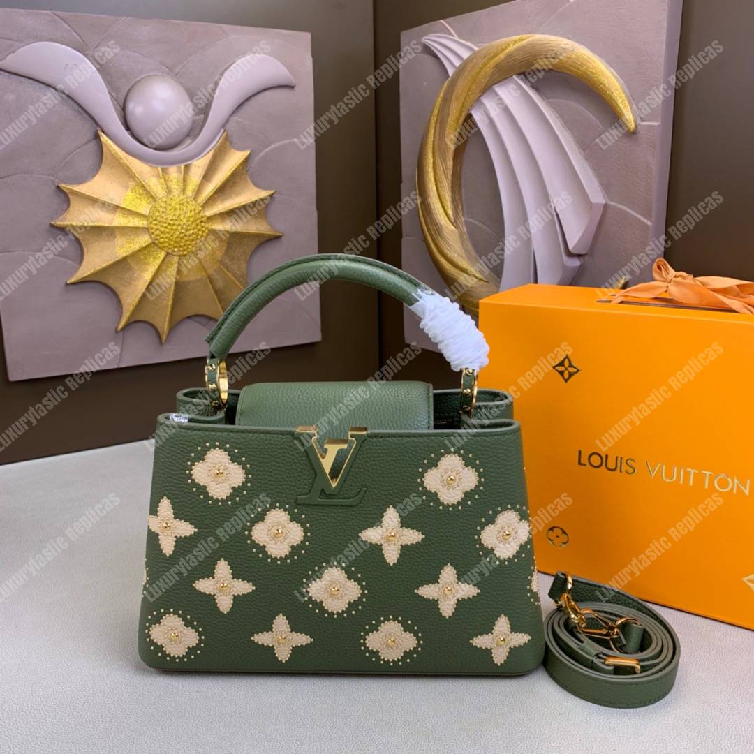 LV Capucines BB Taurillon Leather Monogram Flowers allover Khaki