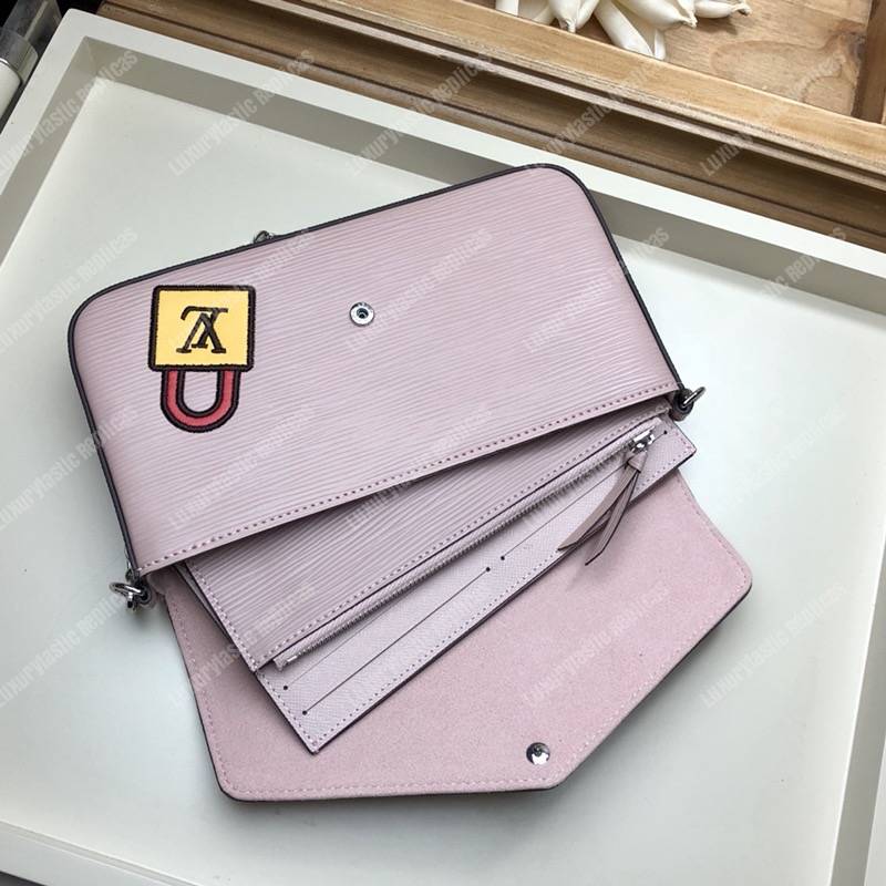LV Special Edition Pochette Félicie Epi Leather Rose Ballerine
