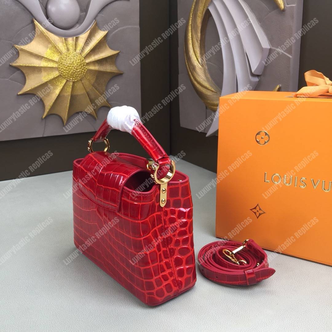 LV Capucines Mini Crocodilien Brillant Cherry