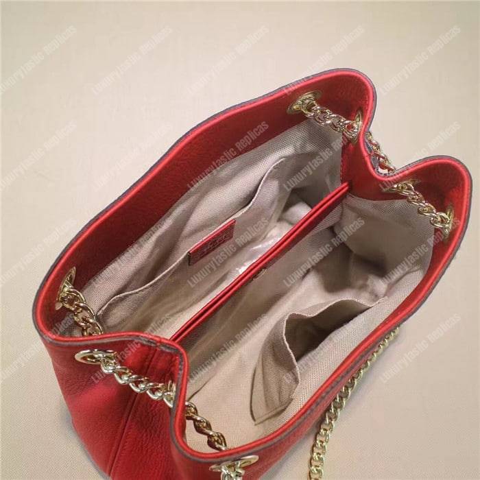 G*u*i soho leather chain strap shoulder bag red