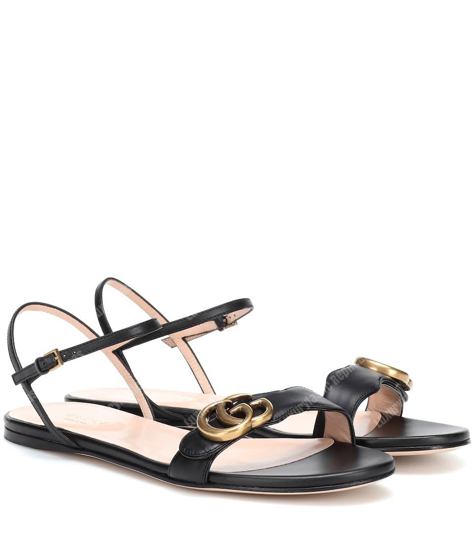 G*u*i leather double g sandal black