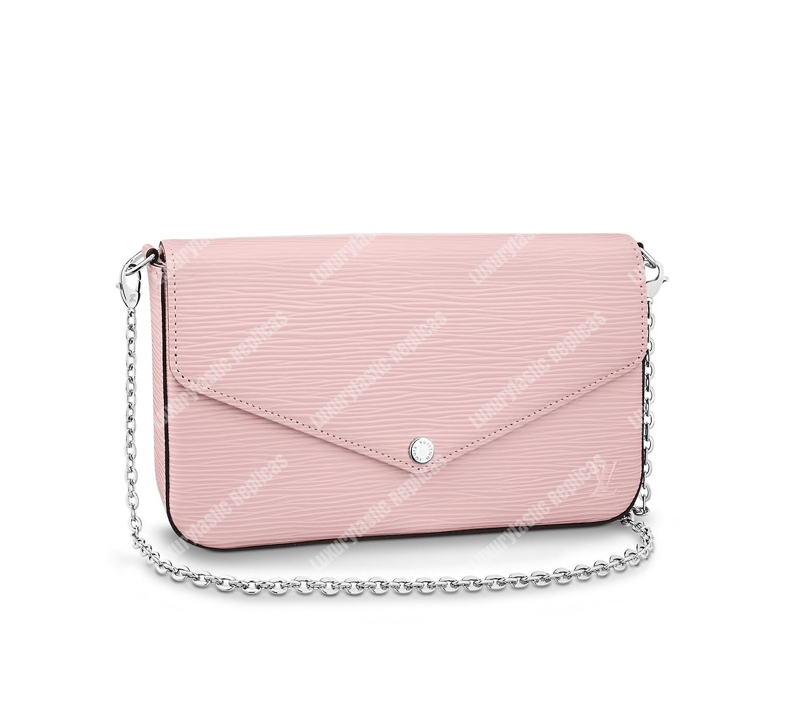 LV Pochette Felicie Epi Leather Rose Ballerine