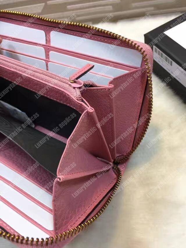G*u*i gg leather zip around wallet pink