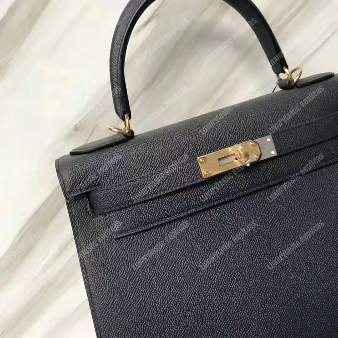 H**mes kelly 32 epsom black gold-toned hardware