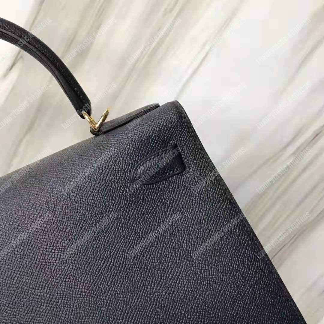 H**mes kelly 32 epsom black gold-toned hardware