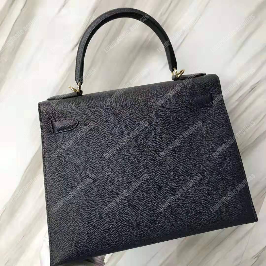H**mes kelly 32 epsom black gold-toned hardware