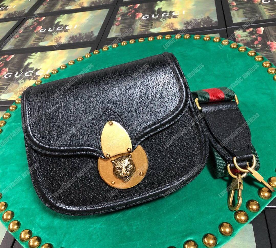 G*u*i crossbody animalier saddle bag black leather