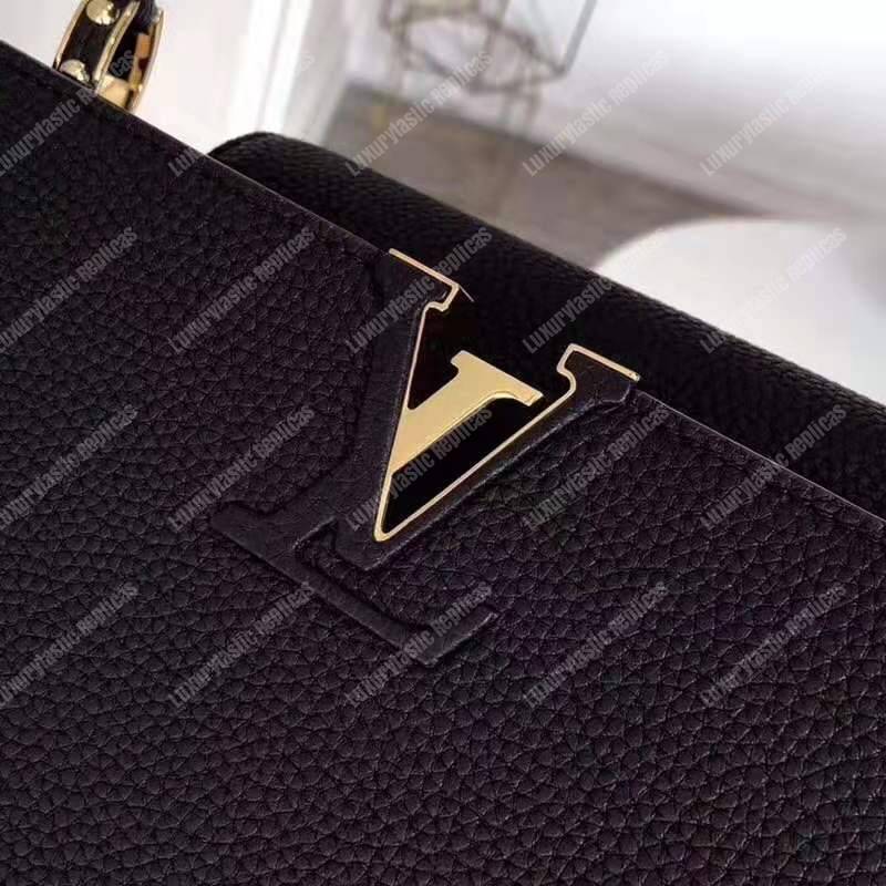 LV Capucines MM Taurillon Leather Noir Electric