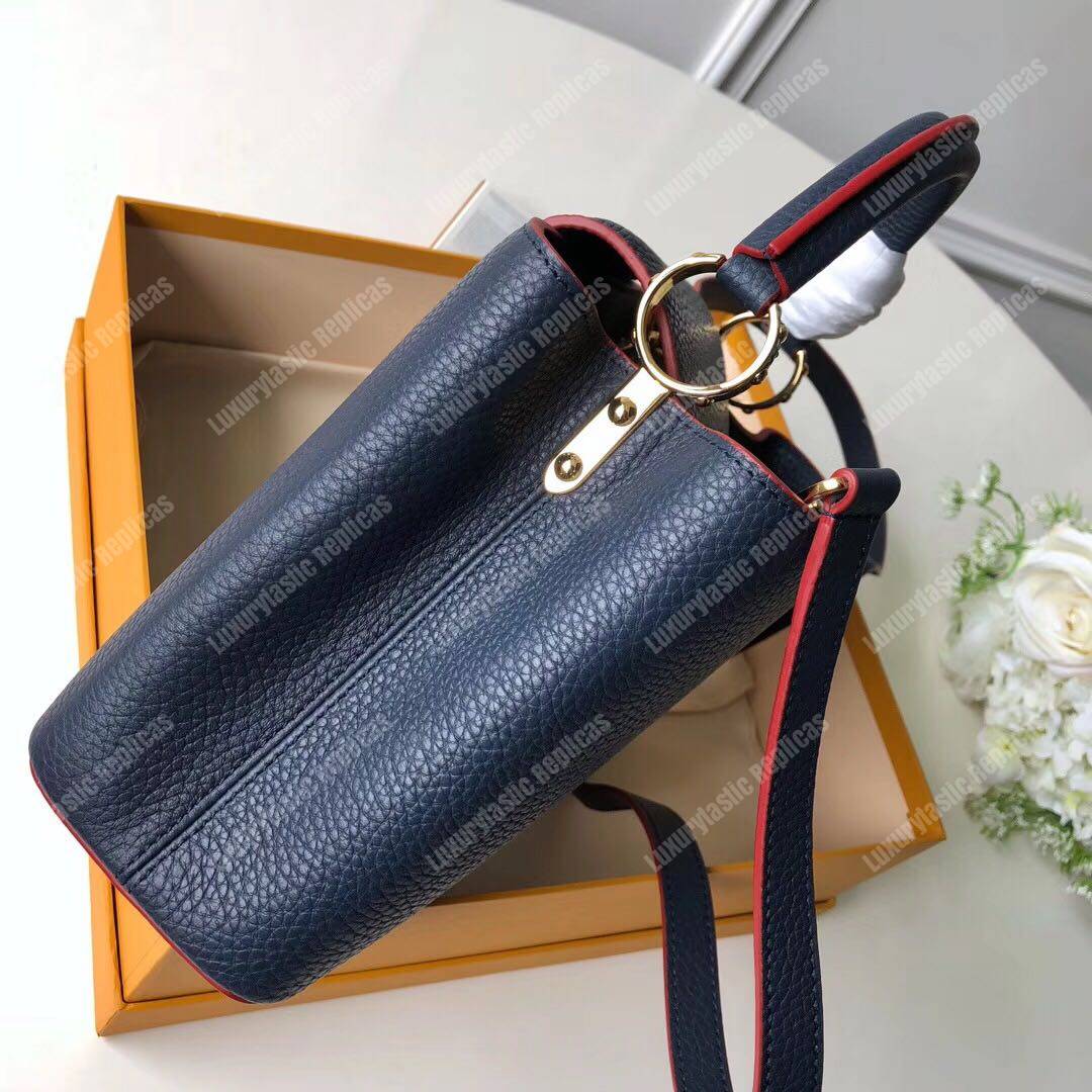 LV Capucines BB Taurillon Marine Rouge