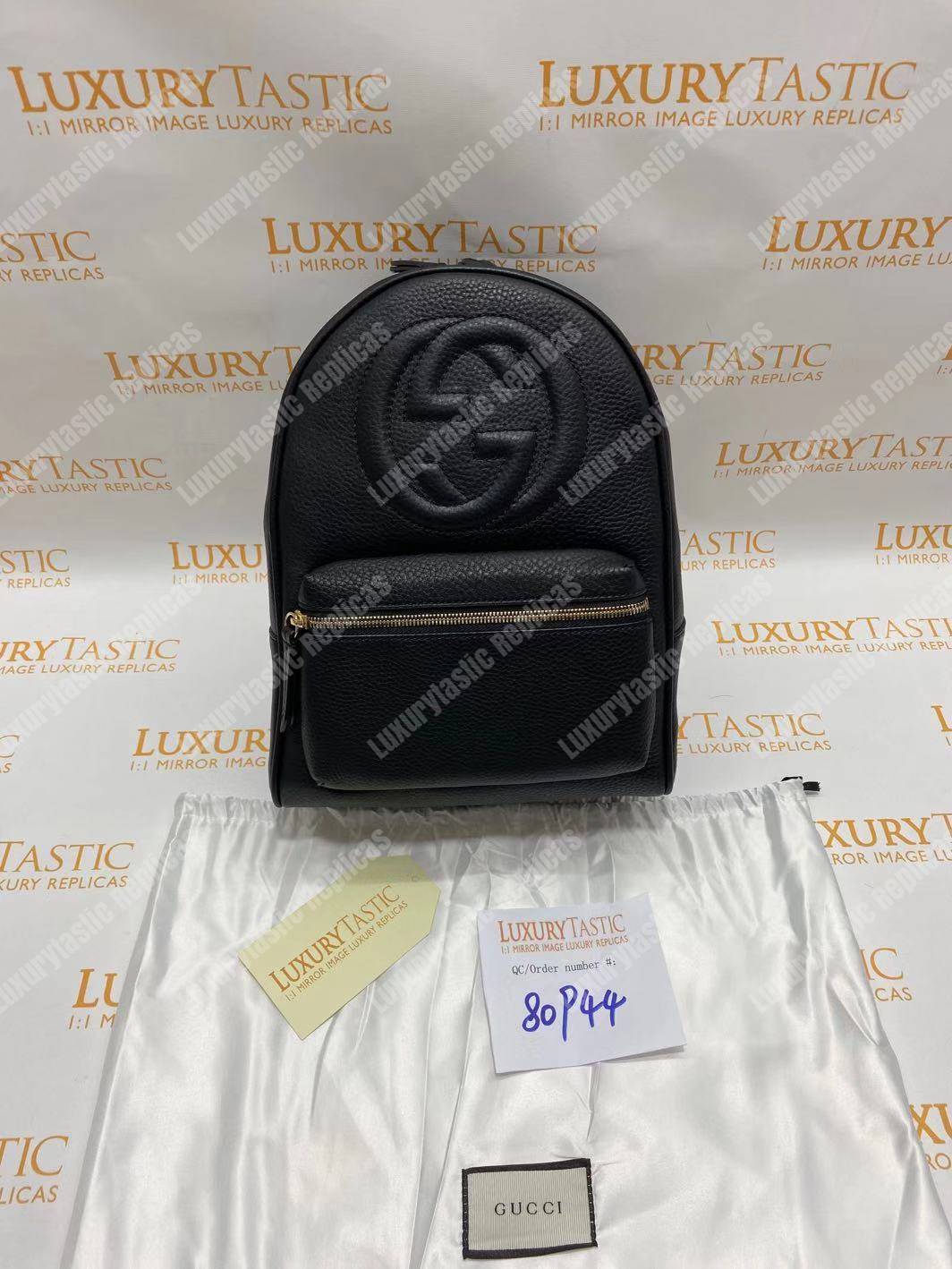 G*u*i soho leather chain backpack black