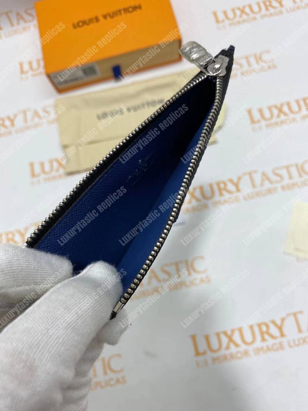 LV Coin Card Holder K45 Taiga Monogram Navy Blue