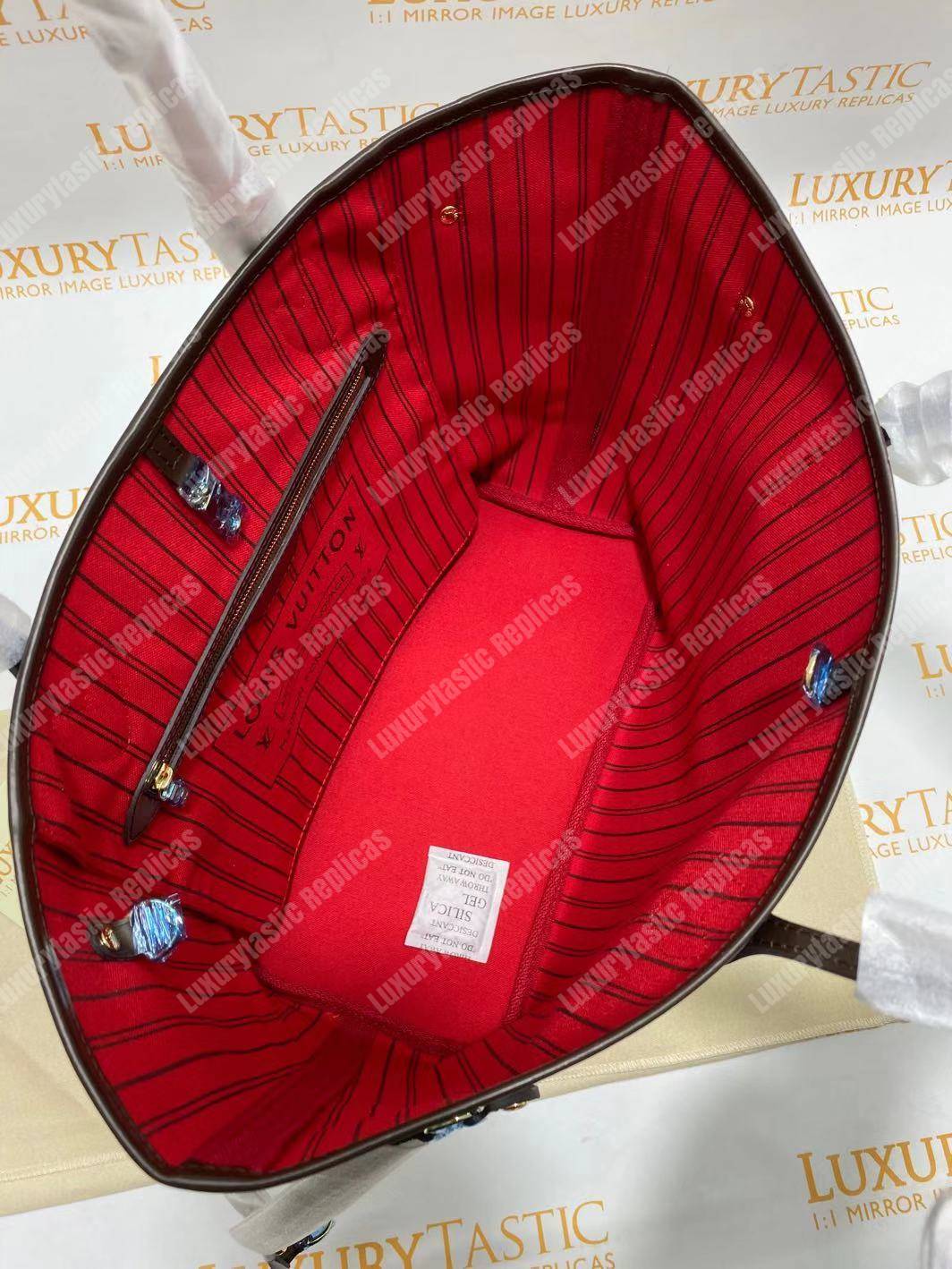 LV Neverfull MM Damier Ebene Cherise
