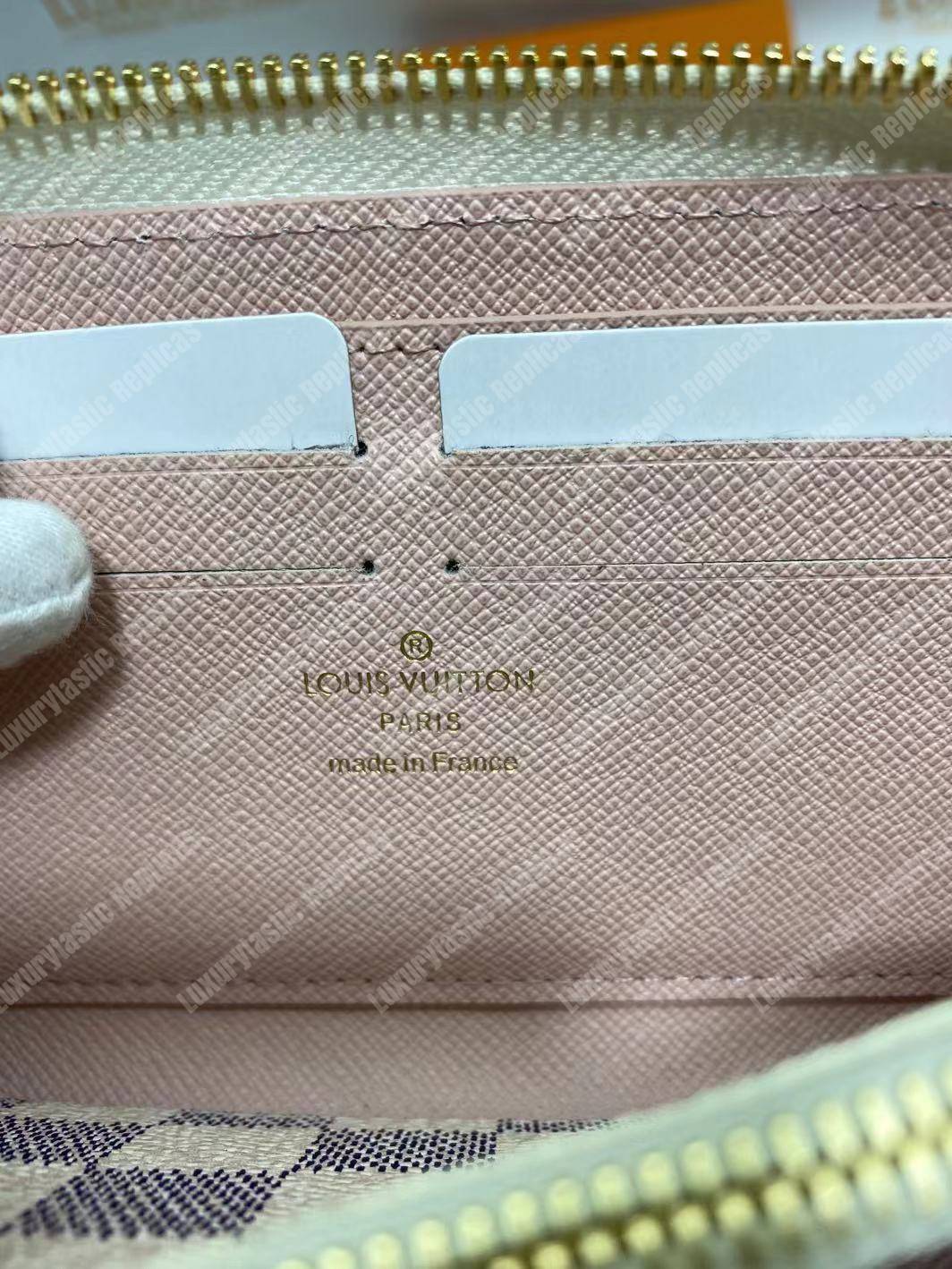 LV Clemence Wallet Damier Azur Canvas Rose Ballerine