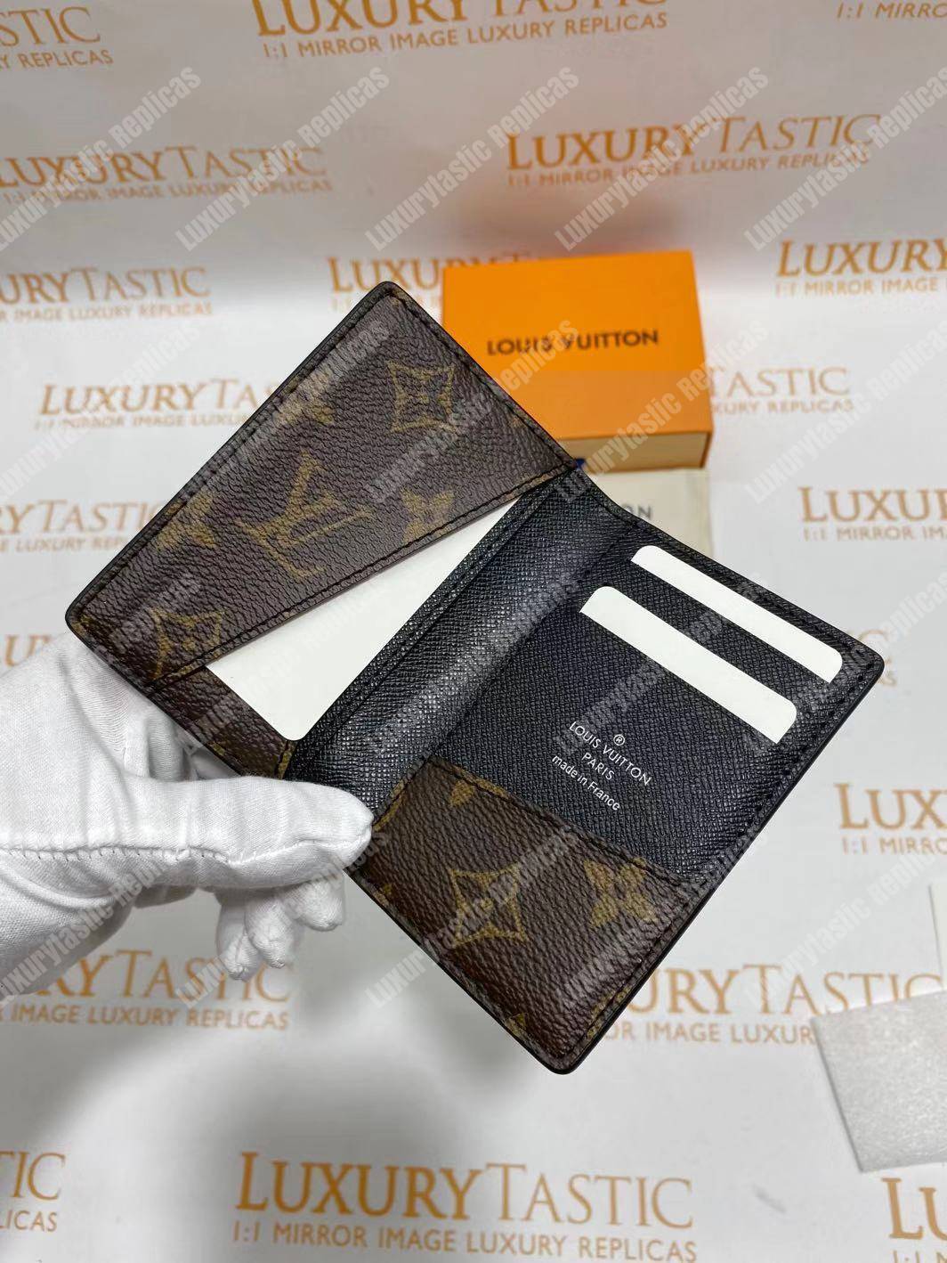 LV Pocket Organizer Monogram Macassar Canvas Black