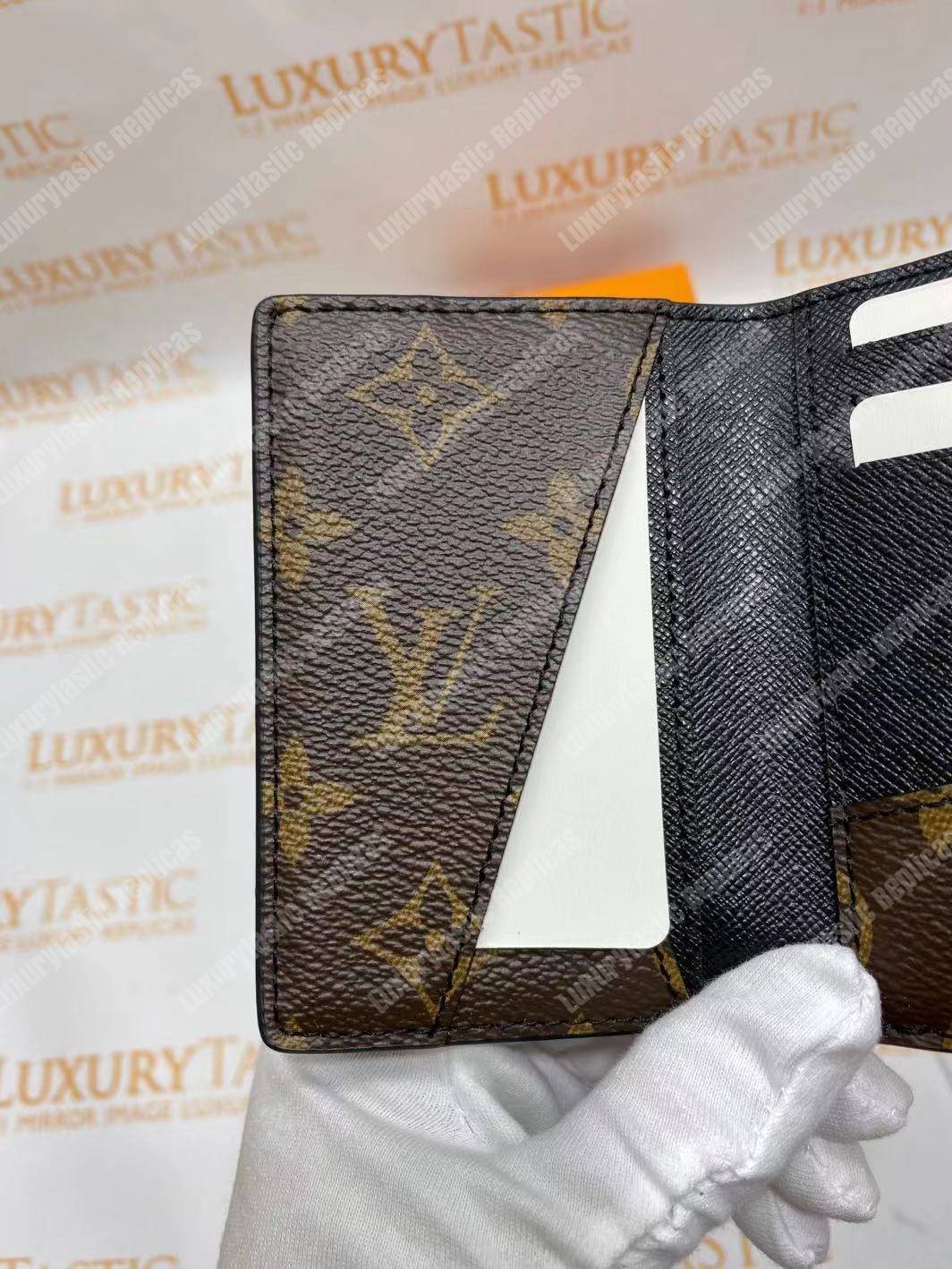 LV Pocket Organizer Monogram Macassar Canvas Black