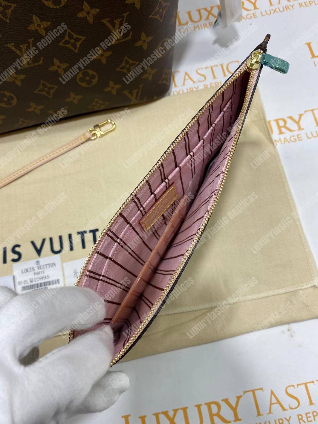 LV Neverfull MM Monogram Rose Ballerine