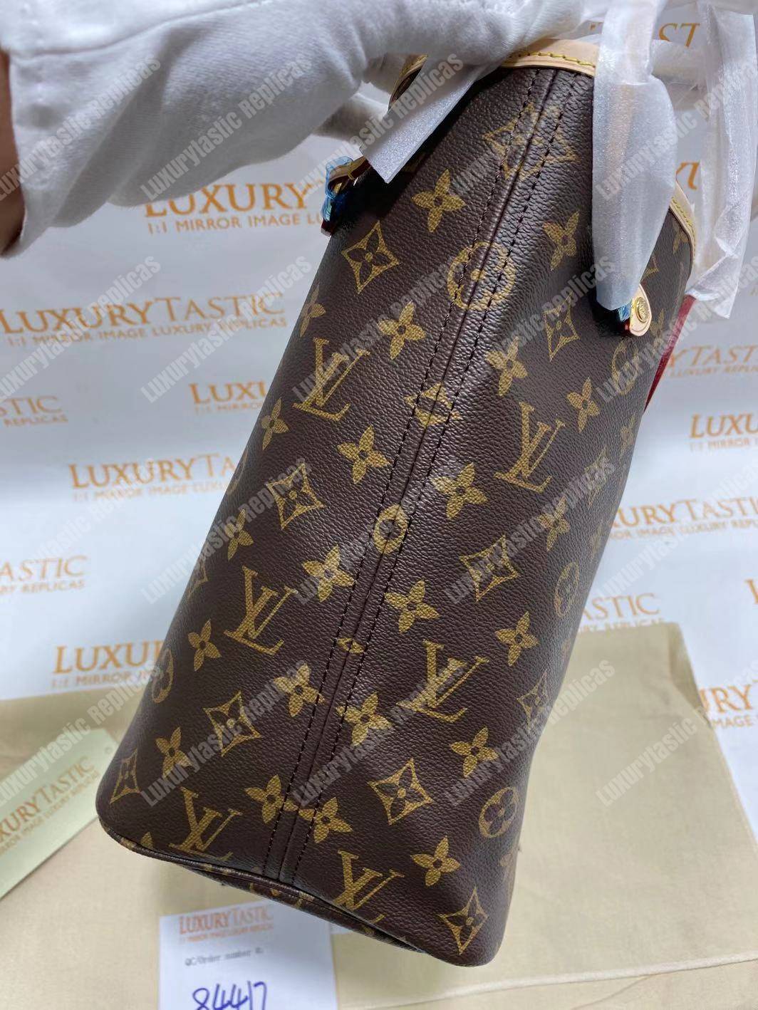 LV Neverfull MM Monogram Rose Ballerine