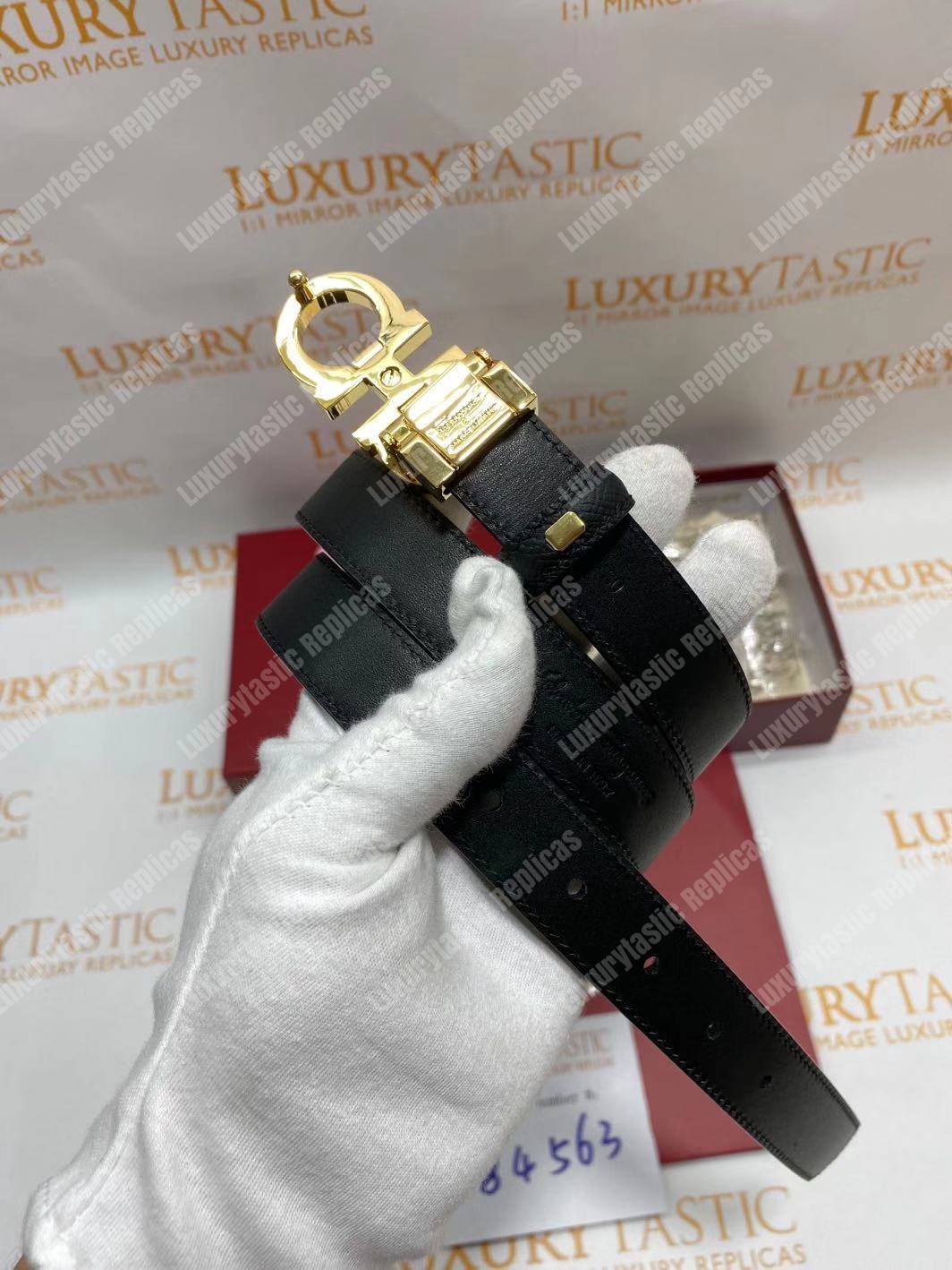 Salvatore Ferragamo Adjustable Gancini Belt Black