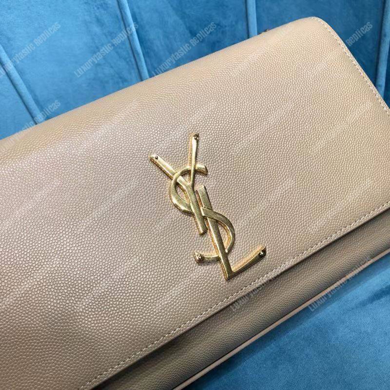 Saint Laurent Kate Medium in Grain De Poudre Embossed Leather Beige