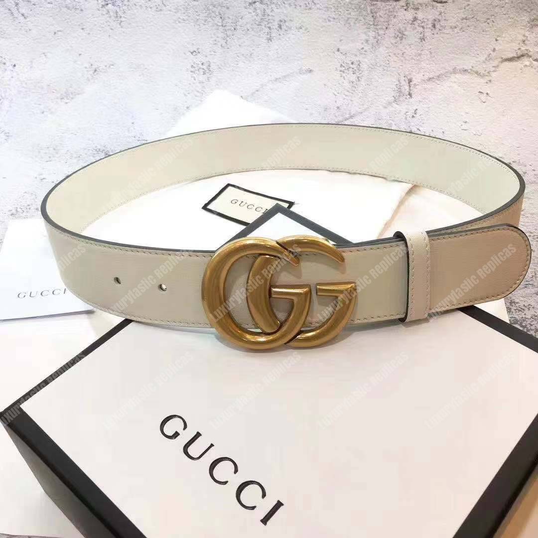 G*u*i leather belt with double g buckle white