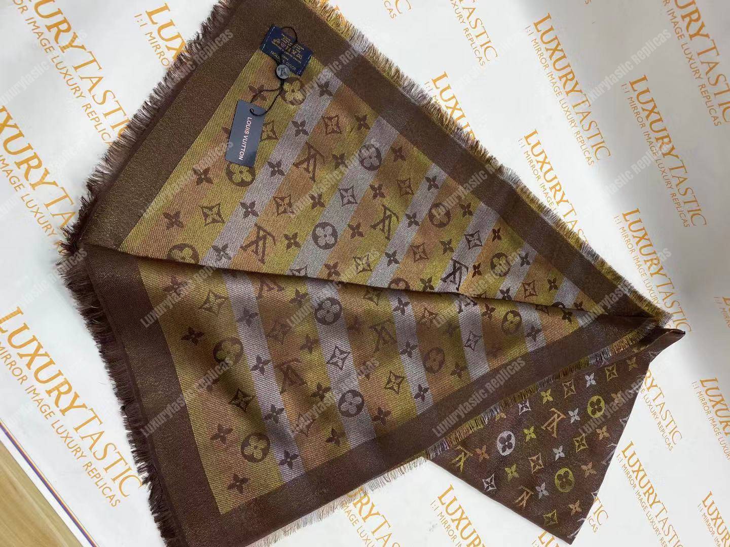 LV Monogram Shine Shawl Brown