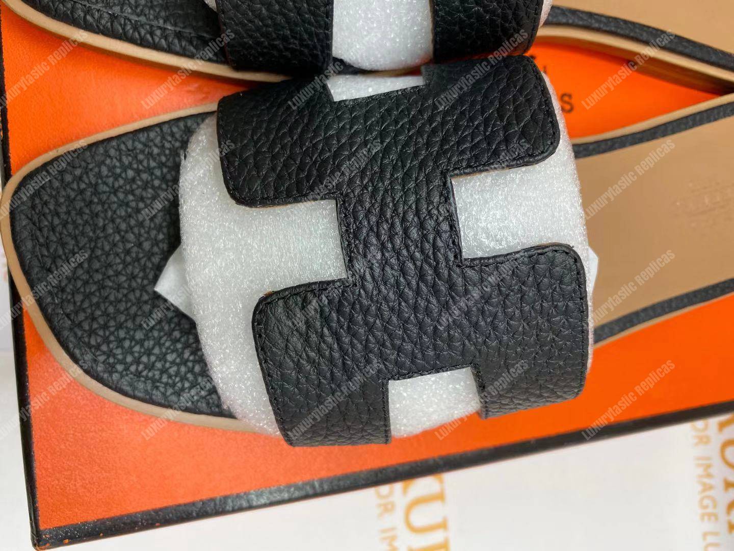 H**mes oran sandal epsom leather black