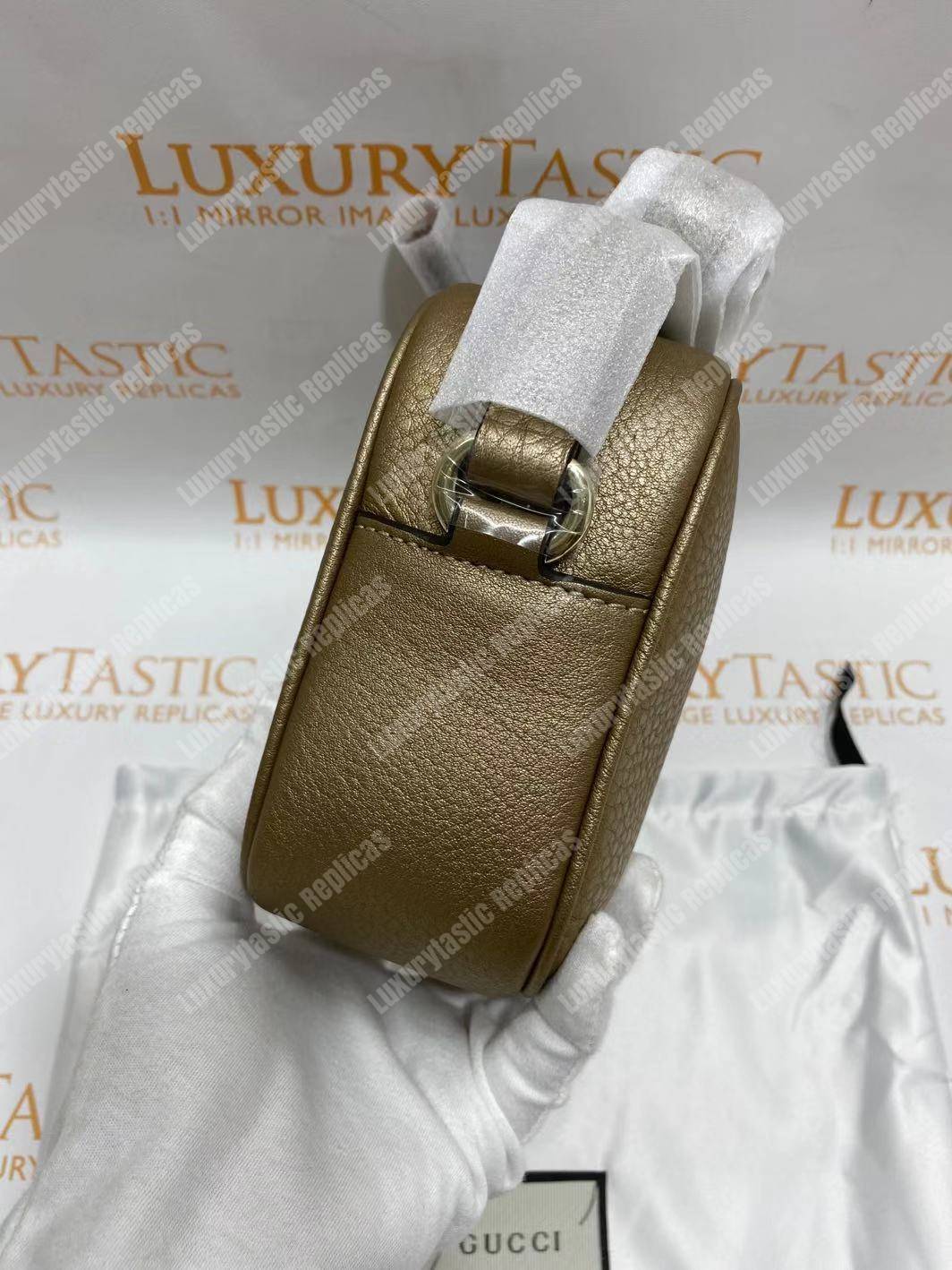 G*u*i soho small leather disco bag champagne