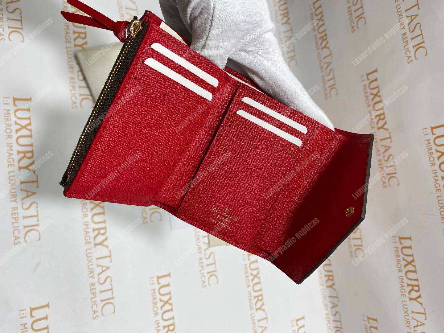 LV Victorine Wallet Damier Ebene Cerise Red