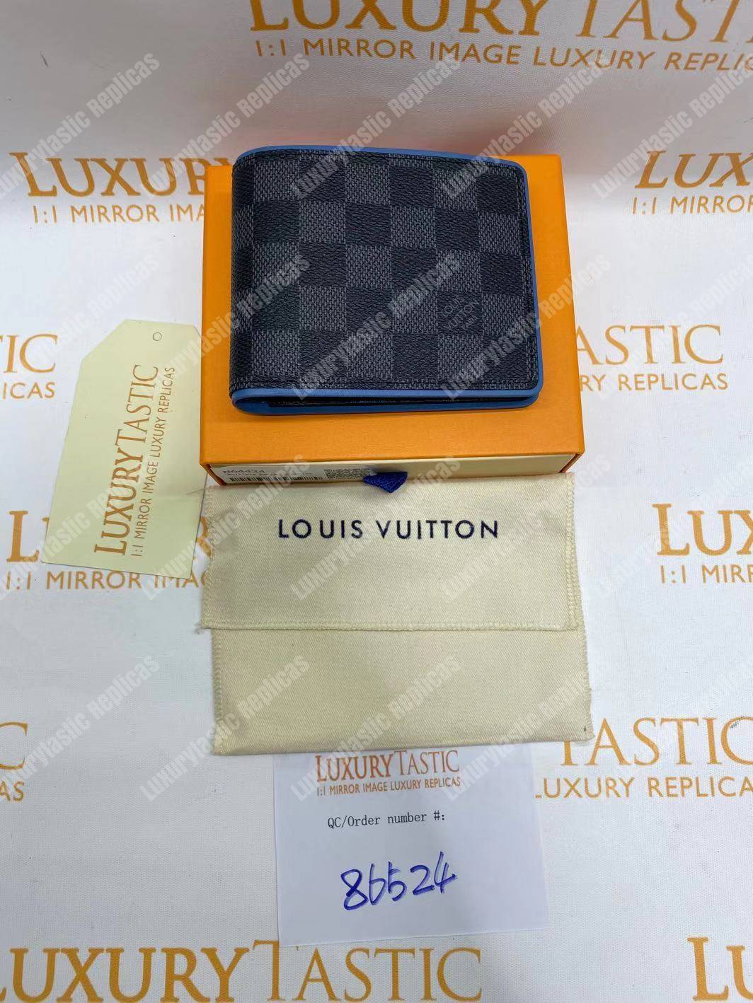 LV Multiple Wallet Damier Graphite Canvas Blue Neon