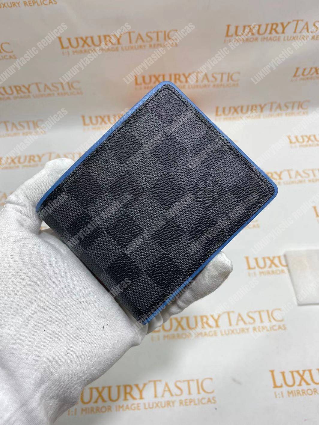 LV Multiple Wallet Damier Graphite Canvas Blue Neon