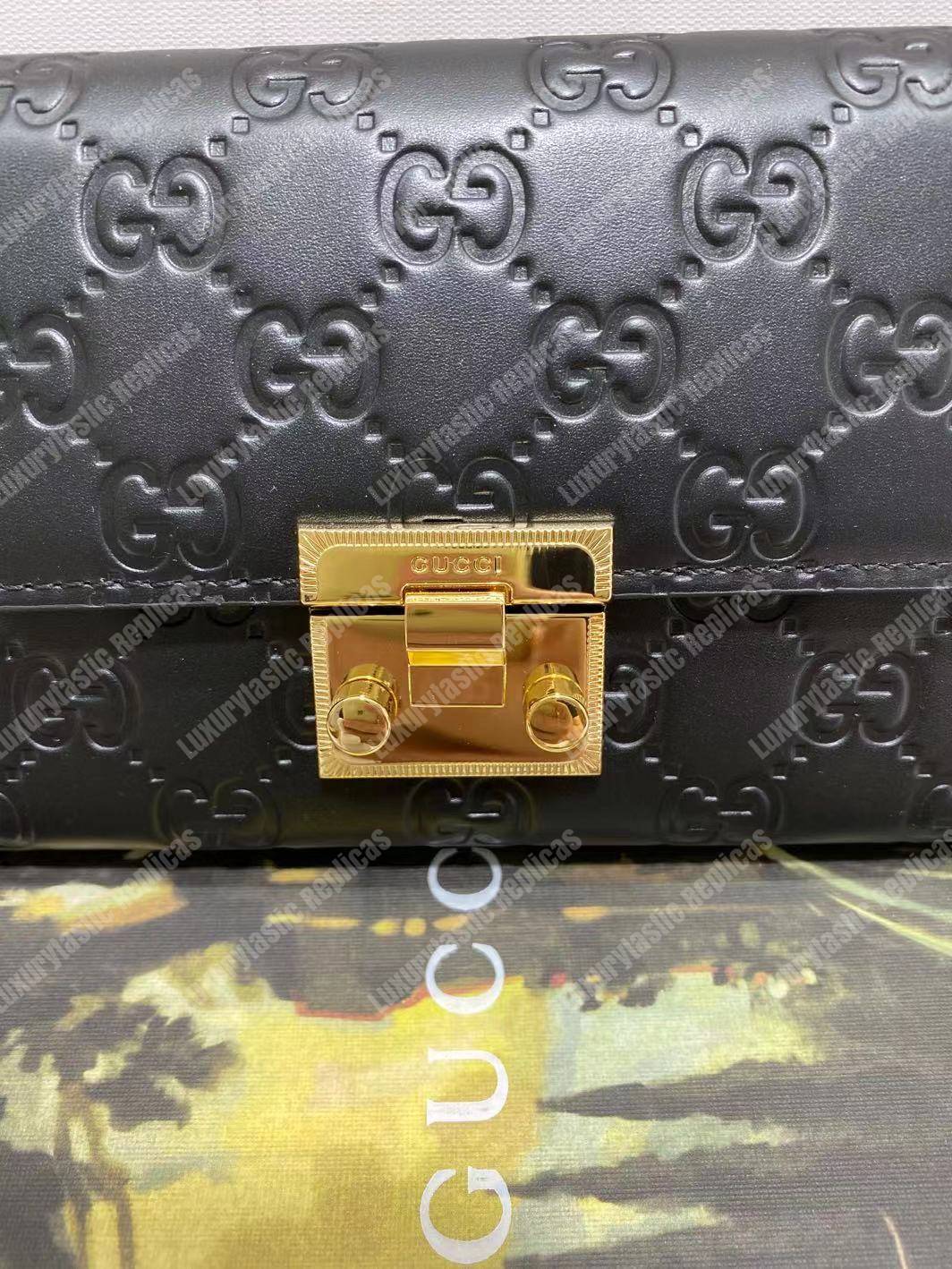 G*u*i gg padlock continental wallet black