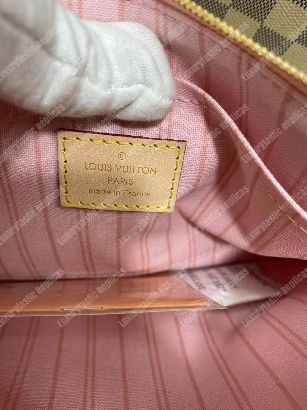 LV Neverfull MM Damier Azur Rose Ballerine