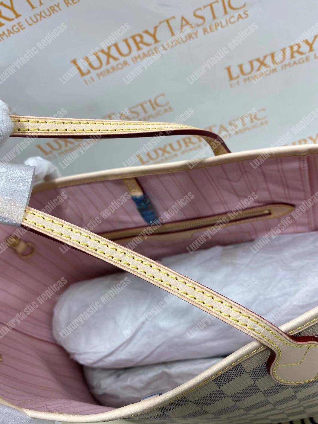 LV Neverfull MM Damier Azur Rose Ballerine