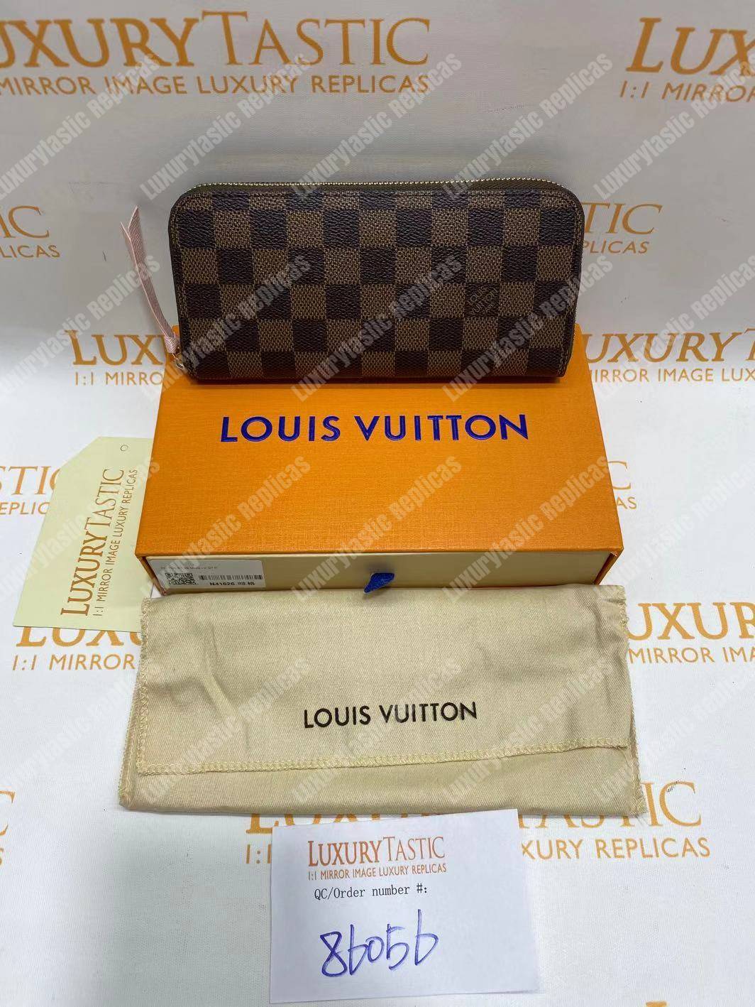 LV Clemence Wallet Damier Ebene Rose Ballerine