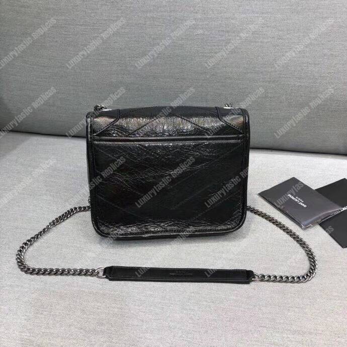 Saint Laurent Niki Chain Wallet in Crinkled Vintage Leather Black