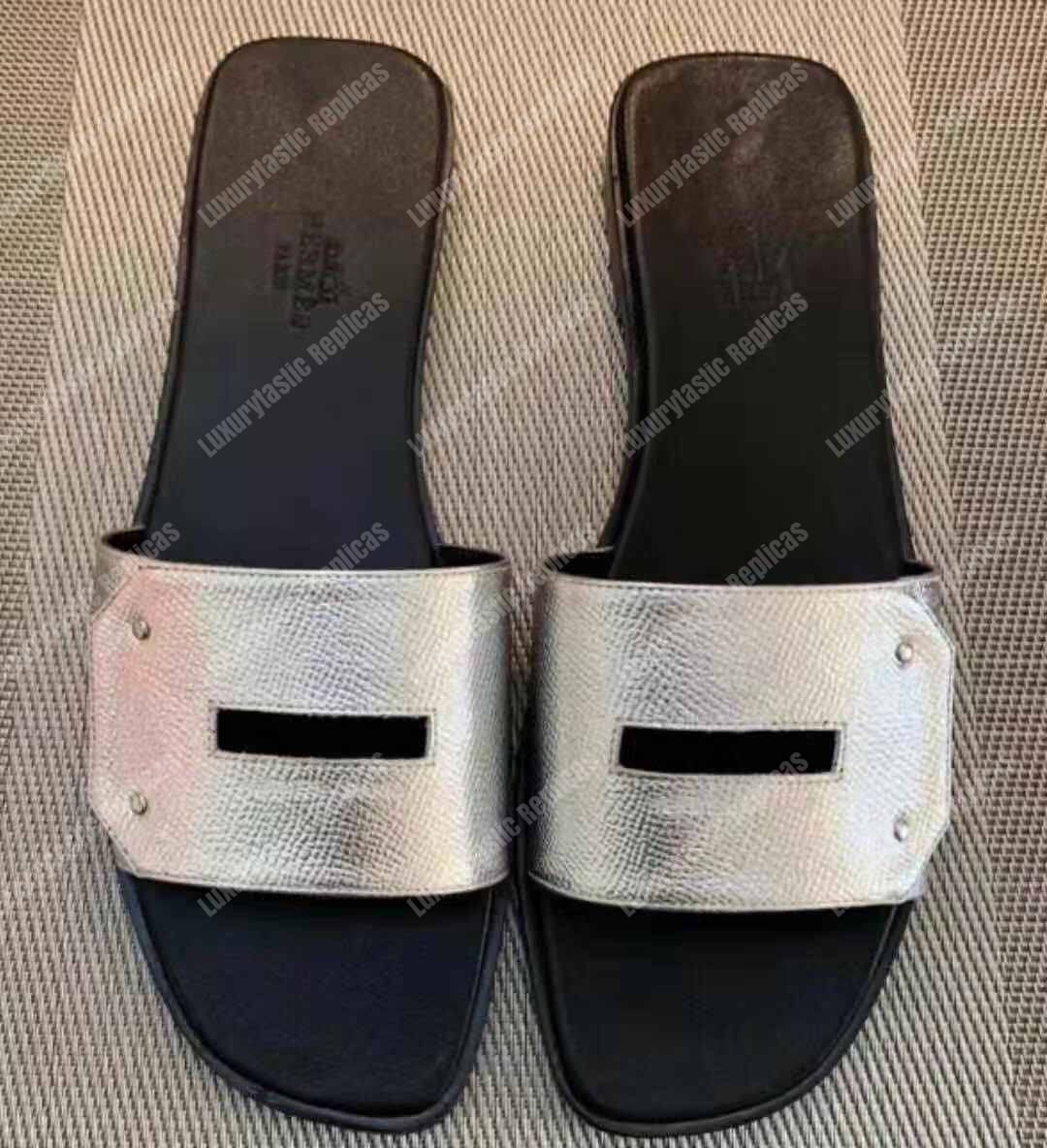 H**mes view sandals gris argenté vieilli