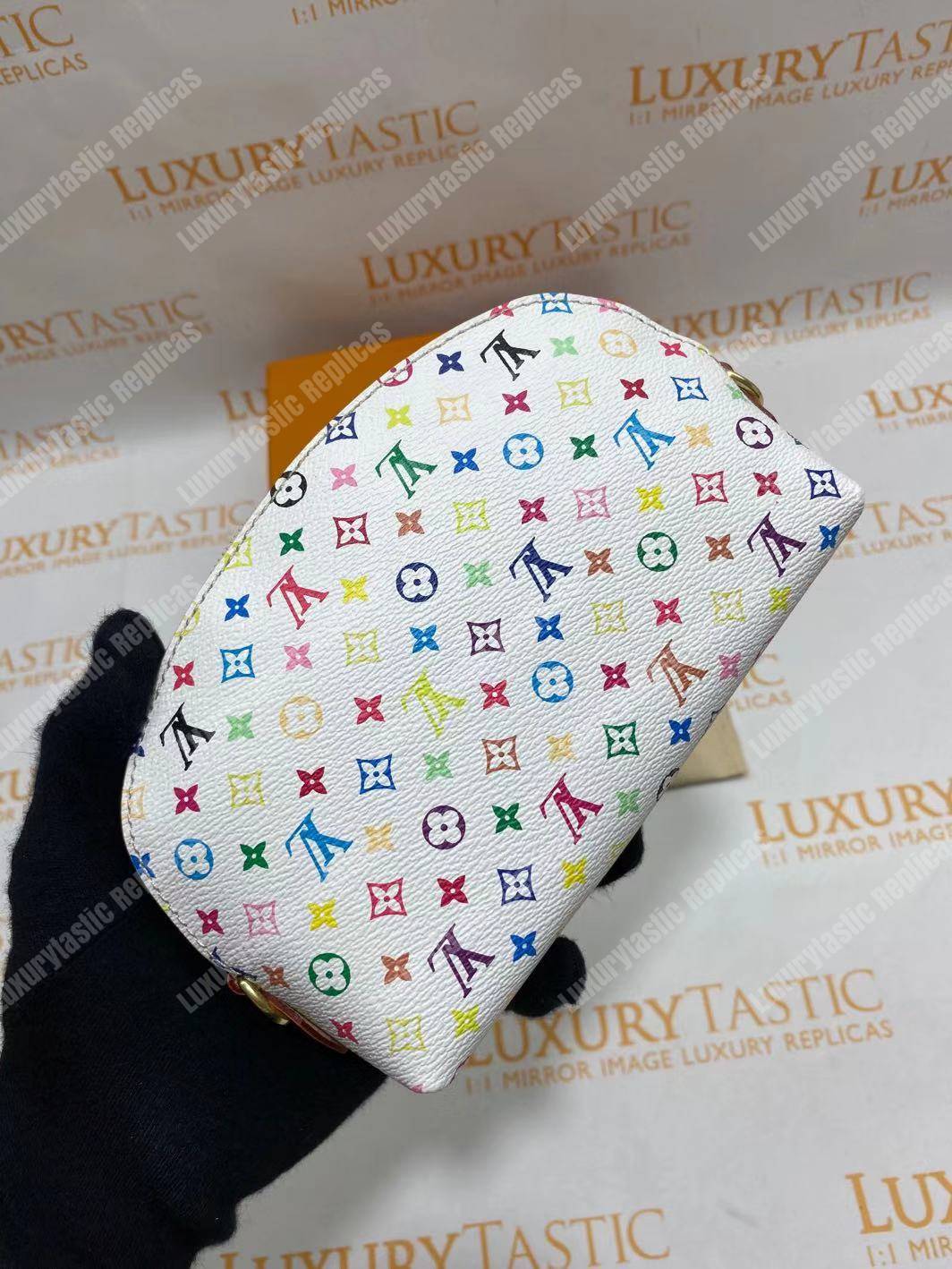 LV Multicolor Cosmetic Pouch GM White