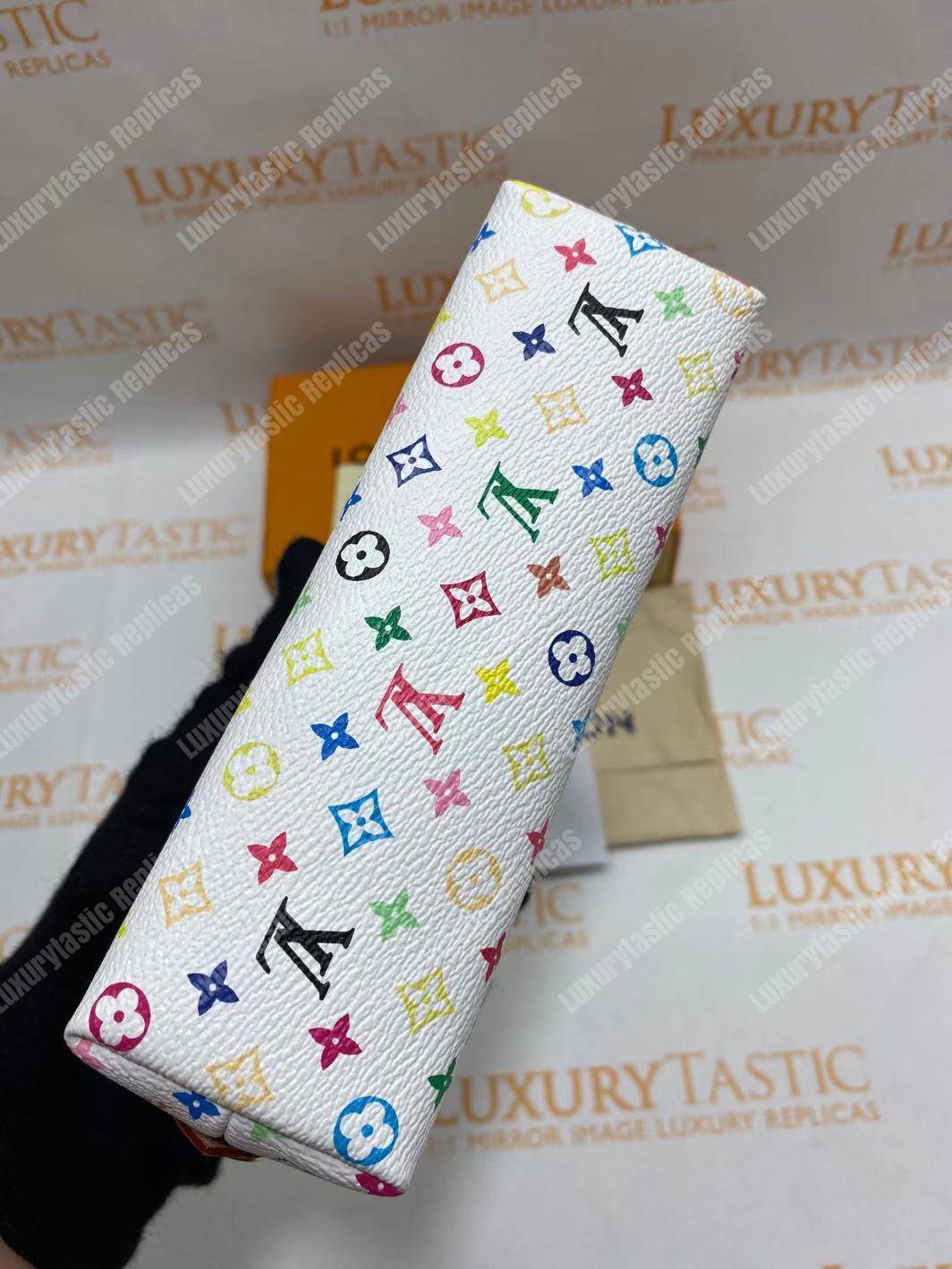 LV Multicolor Cosmetic Pouch GM White
