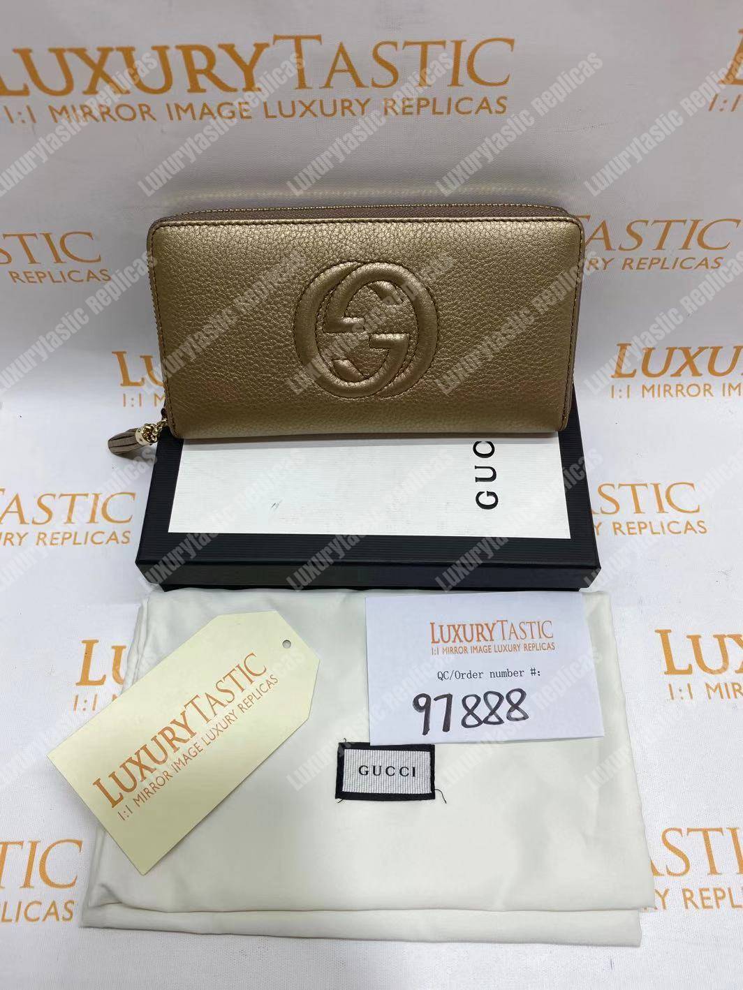 G*u*i soho zip around wallet gold