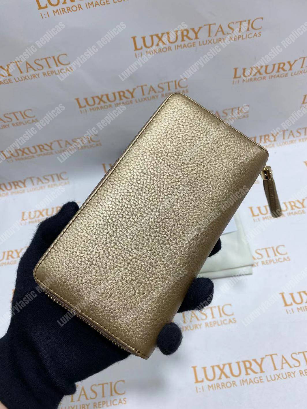 G*u*i soho zip around wallet gold