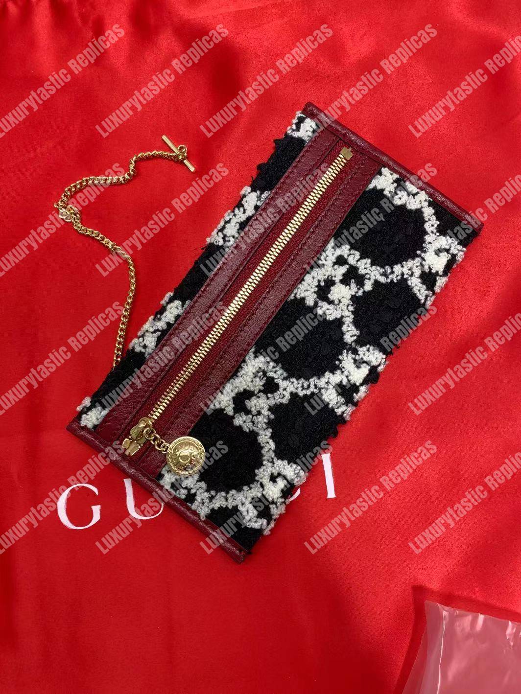 G*u*i rajah gg tweed large tote black & white