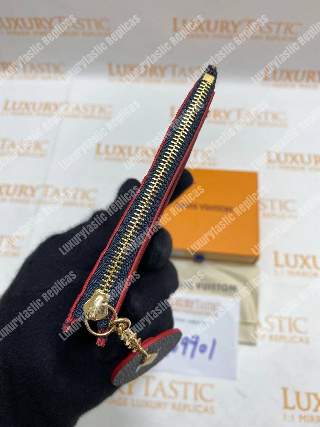 LV Zipped Card Holder Monogram Navy Red