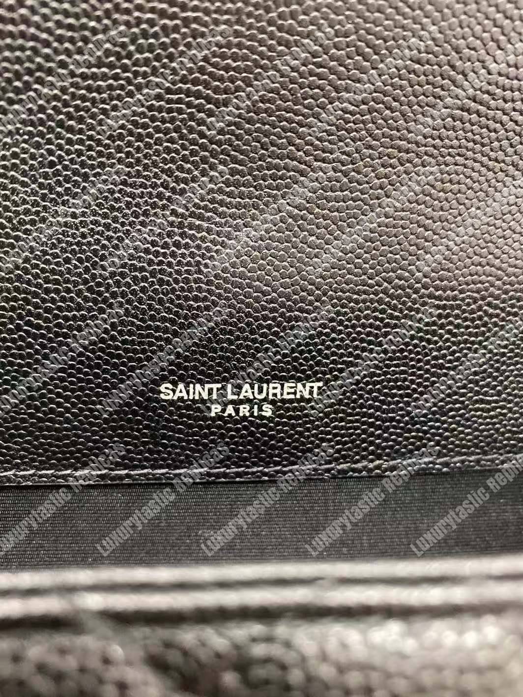 Saint Laurent Envelope Medium Bag Mix Matelassé Grain De Poudre Embossed leather Black Black-Toned