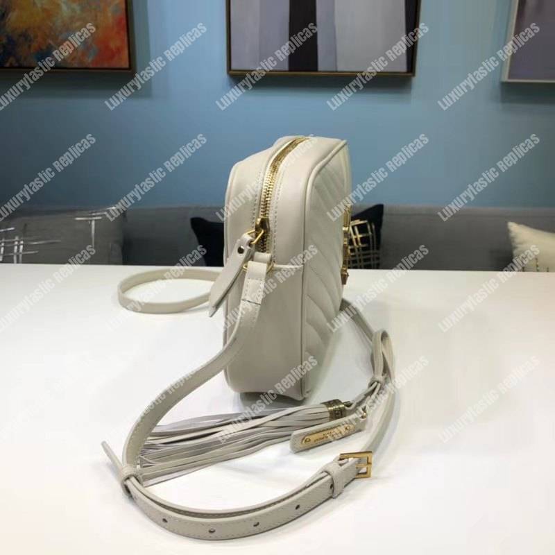 Saint Laurent Lou Camera Bag Matelasse Leather Blanc Vintage